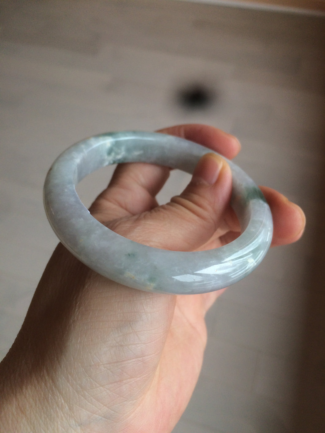 55.6mm Certified type A 100% Natural light green/purple Jadeite bangle AF6-6117