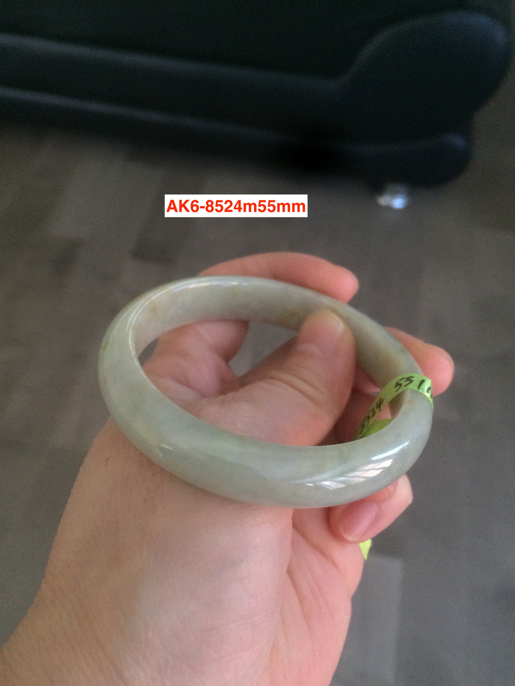 55mm certifaied Type A 100% Natural light green/yellow Jadeite Jade bangle (with defects) Group AK6