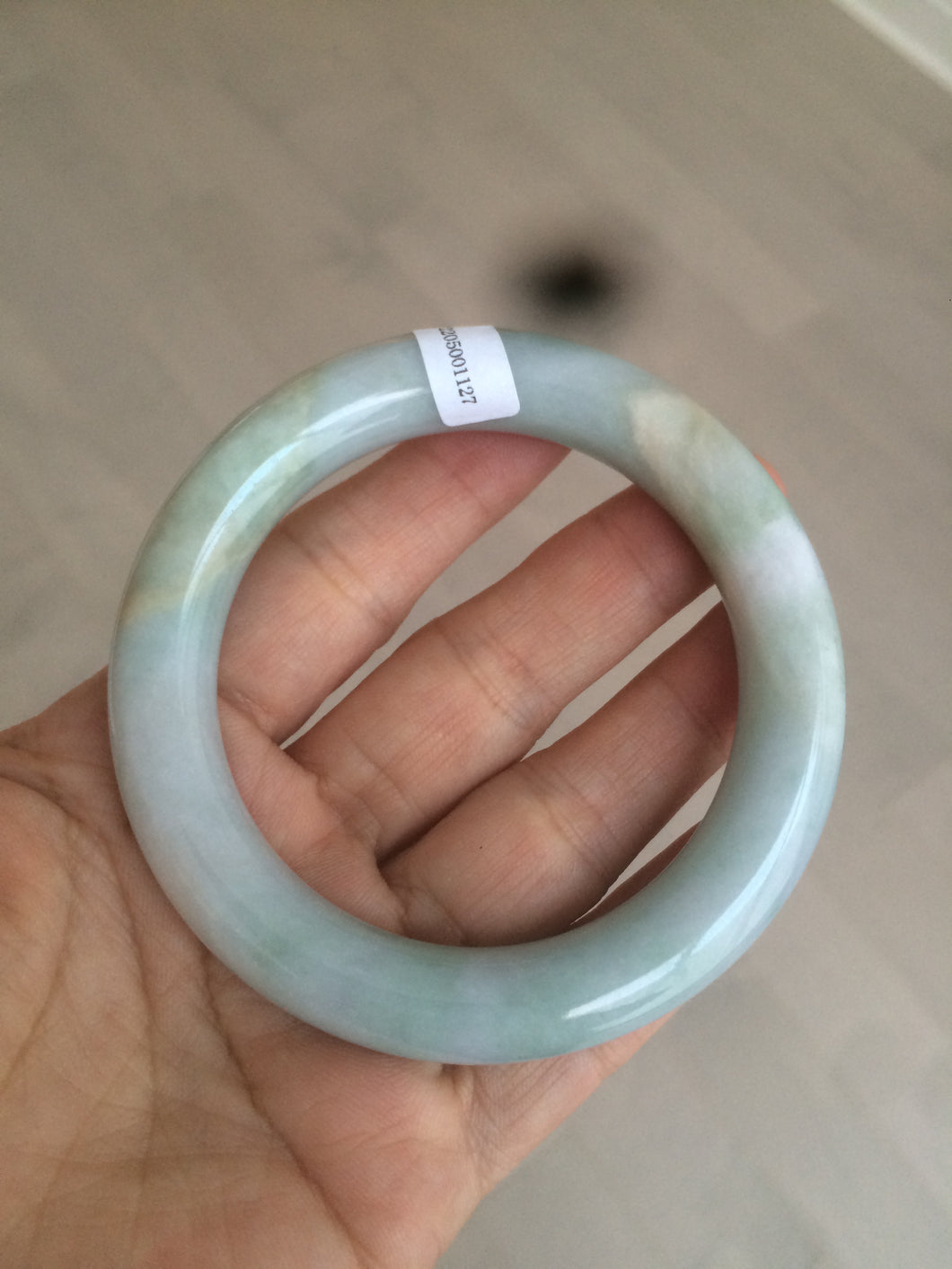 55mm Certified type A 100% Natural green/purple chubby round cut Jadeite bangle AT8-1127