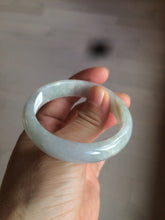 Load image into Gallery viewer, 49mm Certified Type A 100% Natural icy light green/white/purple oval Jadeite Jade bangle etsy AT31-0627
