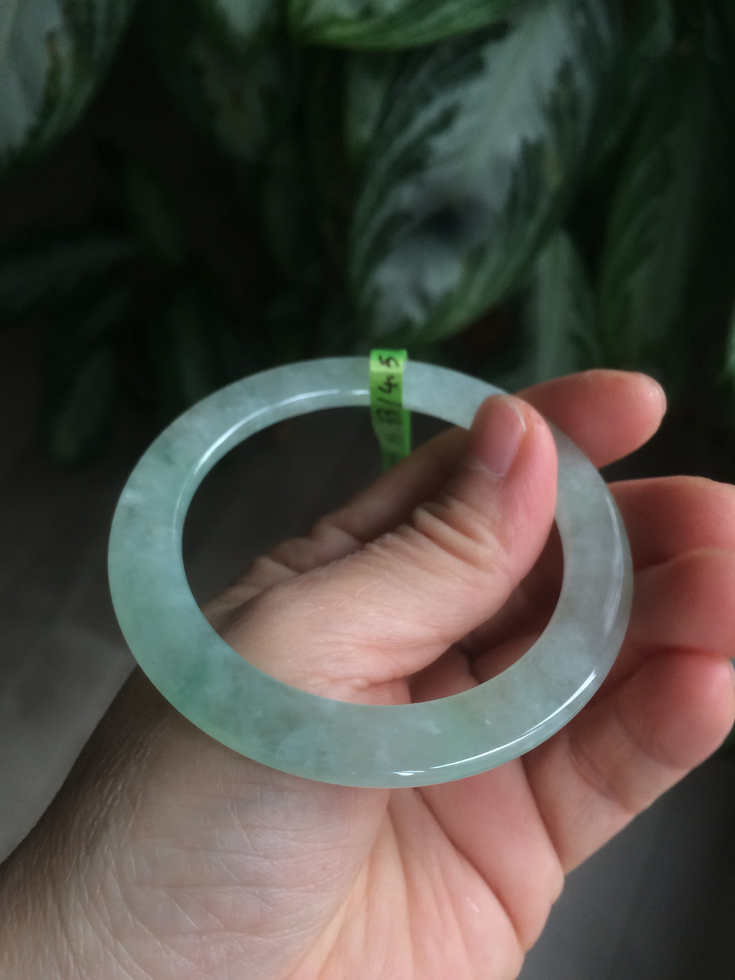 52mm Certified Type A 100% Natural super watery green flat style Jadeite bangle L110-0036