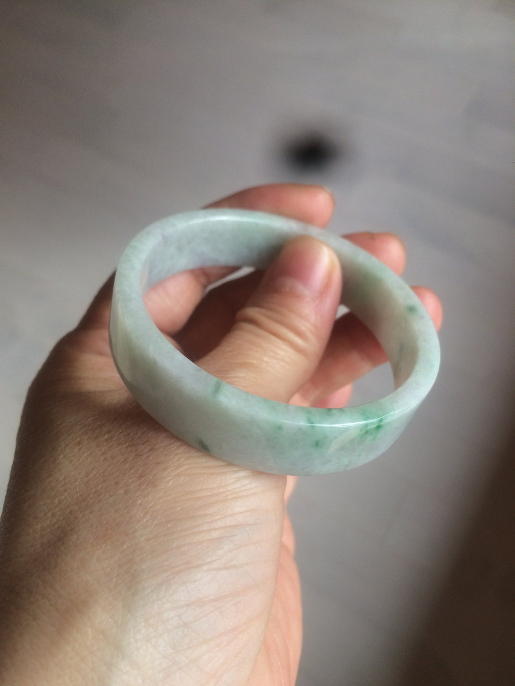 51.7mm Certified type A 100% Natural sunny green Jadeite Jade bangle AM32-7276