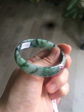 Load image into Gallery viewer, Certified 52 mm Type A 100% Natural dark green floating flowers Jadeite Jade bangle E1-1526
