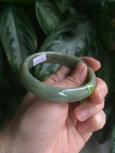 Load image into Gallery viewer, 54.5mm Certified Type A 100% Natural green oval Jadeite Jade bangle L105-2899
