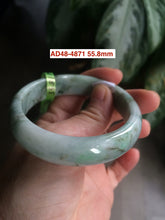 Load image into Gallery viewer, 53-55mm certifaied Type A 100% Natural sunny green/white/black Jadeite Jade bangle (with defects) Group AD48
