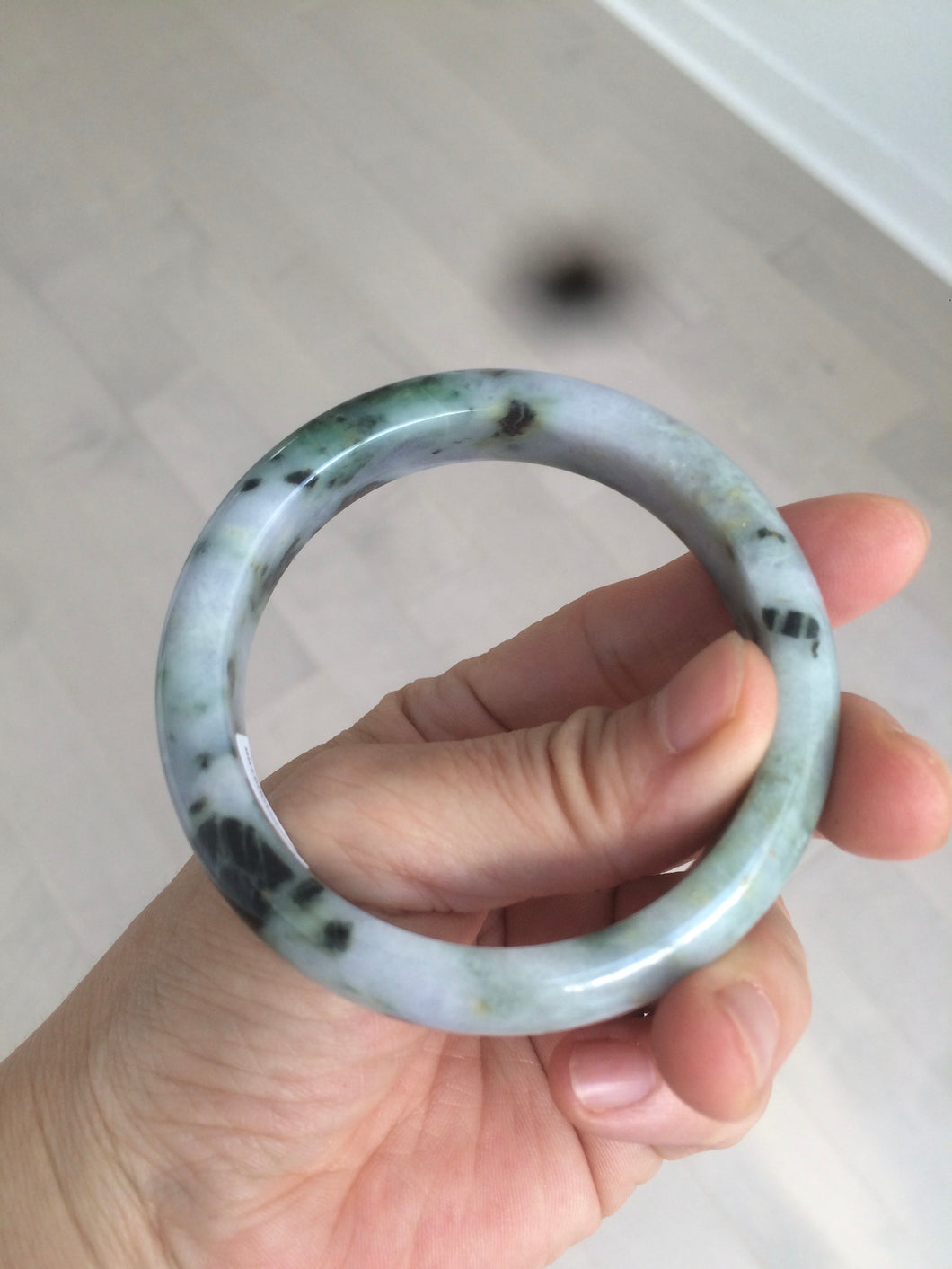55.3mm certified Type A 100% Natural dark green/purple Jadeite Jade bangle AC57-5788