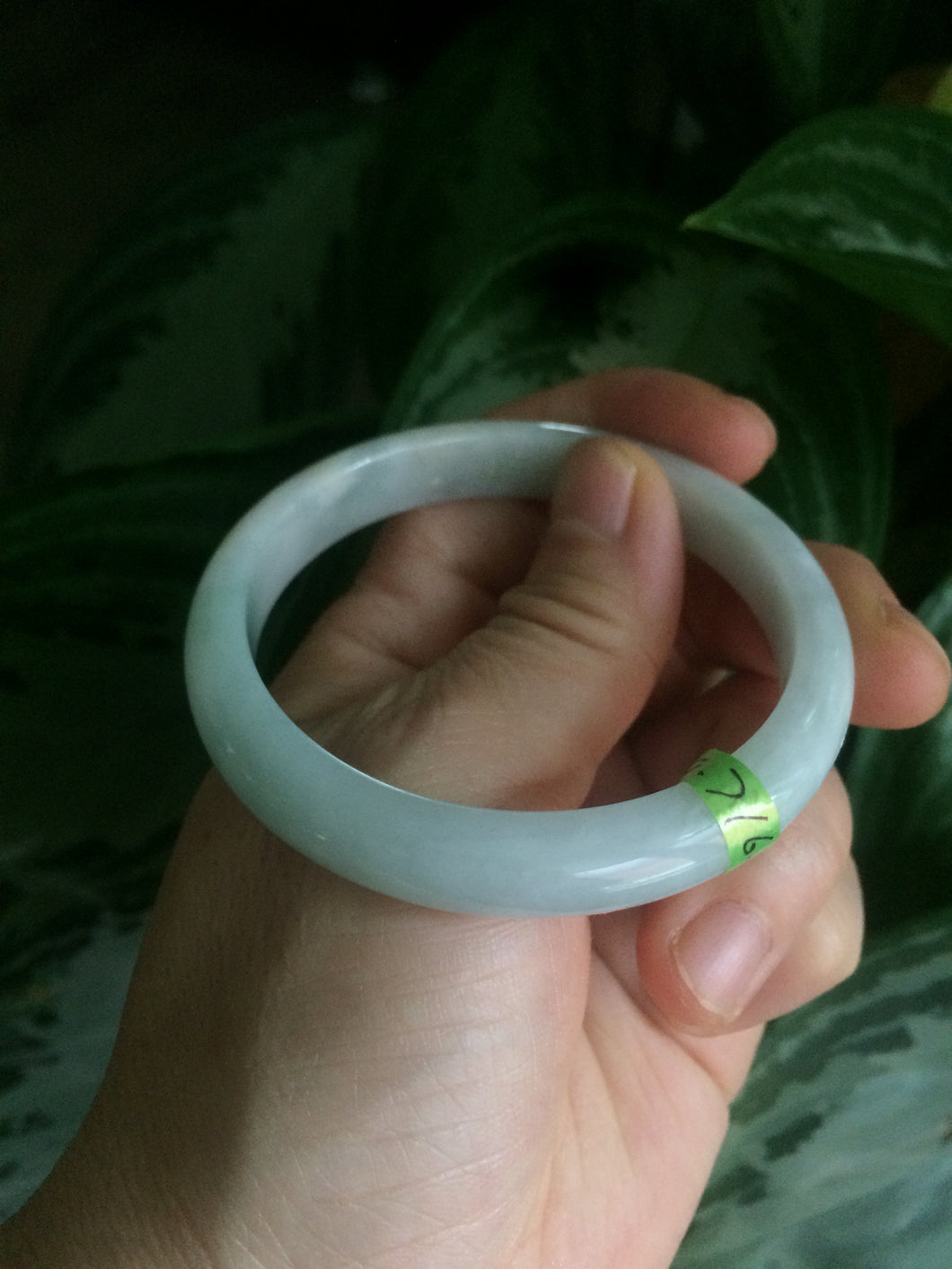 53.4mm 100% natural Type A green/white jadeite jade bangle G73