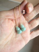 Load image into Gallery viewer, 100% Natural sunny green gourd dangling jadeite Jade earring AT74
