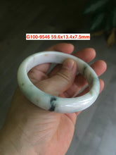 Load image into Gallery viewer, 55.8-59mm Certificated Type A 100% Natural White with green floating flowers Jadeite Jade bangle G110
