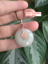 Load image into Gallery viewer, 22-24mm Type A 100% Natural green/white Jadeite Jade Safety Guardian Button donut Pendant group AE25
