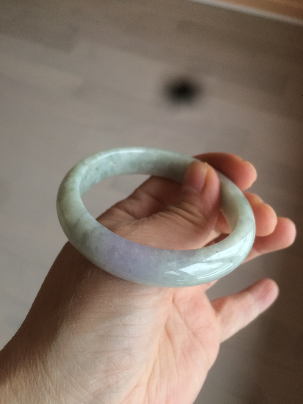 52.7mm 100% natural Type A light green/purple jadeite jade bangle D80-2207