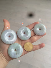 Load image into Gallery viewer, 38-43mm Type A 100% Natural green/purple Jadeite Jade Safety Guardian Button donut Pendant/worry stone/car hanger group AE27
