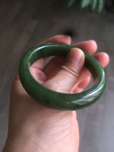 Load image into Gallery viewer, 51.7mm 100% Natural dark green/black nephrite Hetian Jade (和田碧玉) bangle HF33-0766
