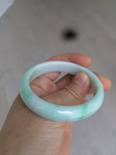 Load image into Gallery viewer, 50.5mm Certified Type A 100% Natural sunny green/white Oval Jadeite Jade bangle AD55
