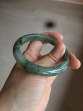 Load image into Gallery viewer, 53.3mm certified Type A 100% Natural watery dark green/black Jadeite Jade bangle C26-1722
