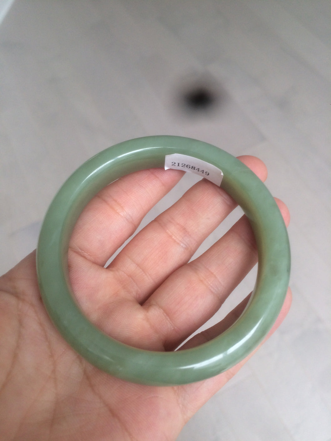 59mm certified 100% Natural green nephrite Hetian Jade bangle HE36-8449 卖了
