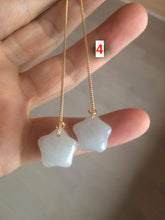 Load image into Gallery viewer, 100% Natural type A icy green/white/purple jadeite Jade stars dangling earring C45
