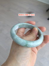 Load image into Gallery viewer, 57.5mm certified Type A 100% Natural green/gray Jadeite Jade bangle (with defects) Group AK36
