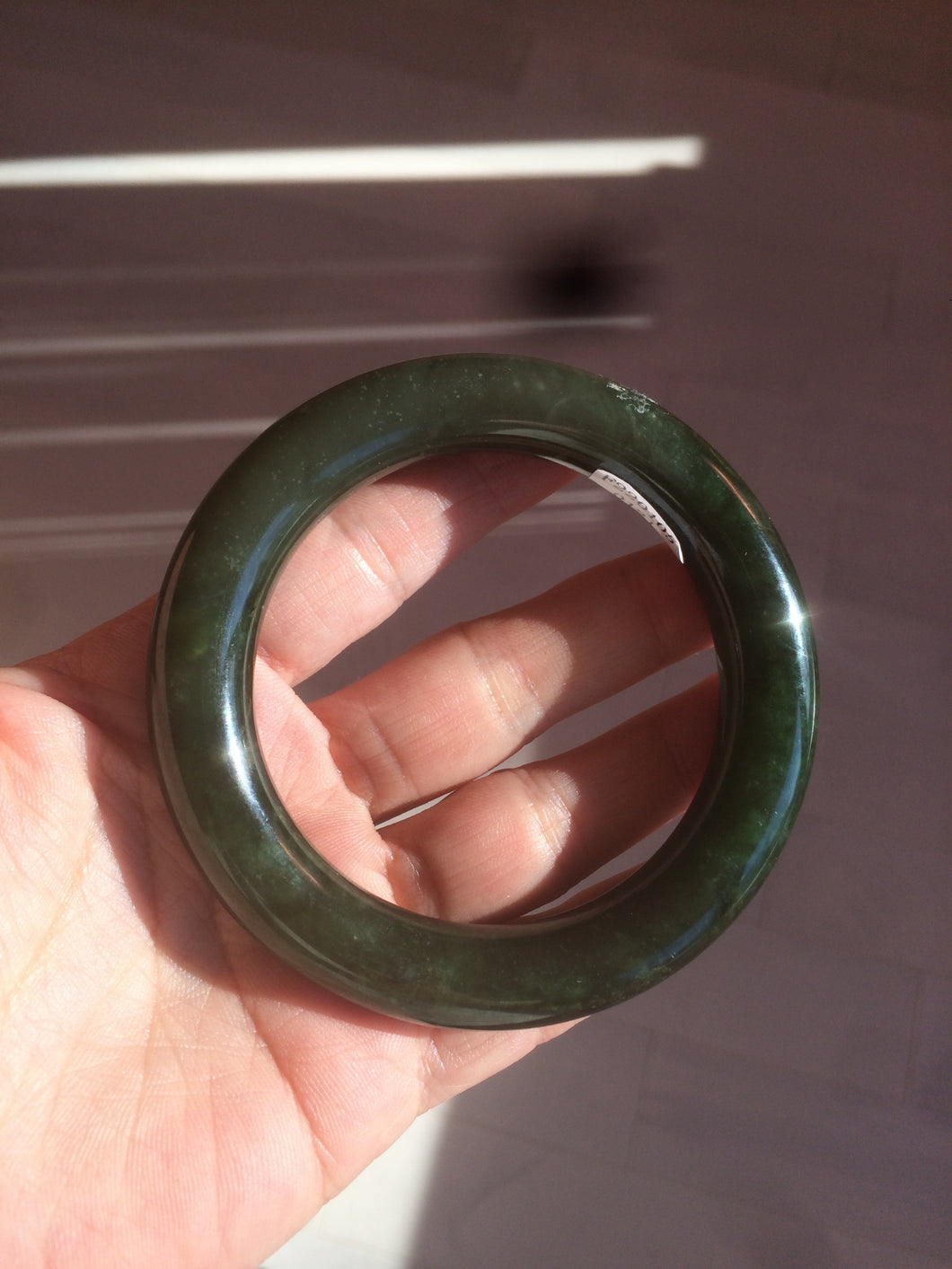 57mm certified 100% Natural dark green/gray/black chubby round cut nephrite Hetian Jade bangle HF19-0121