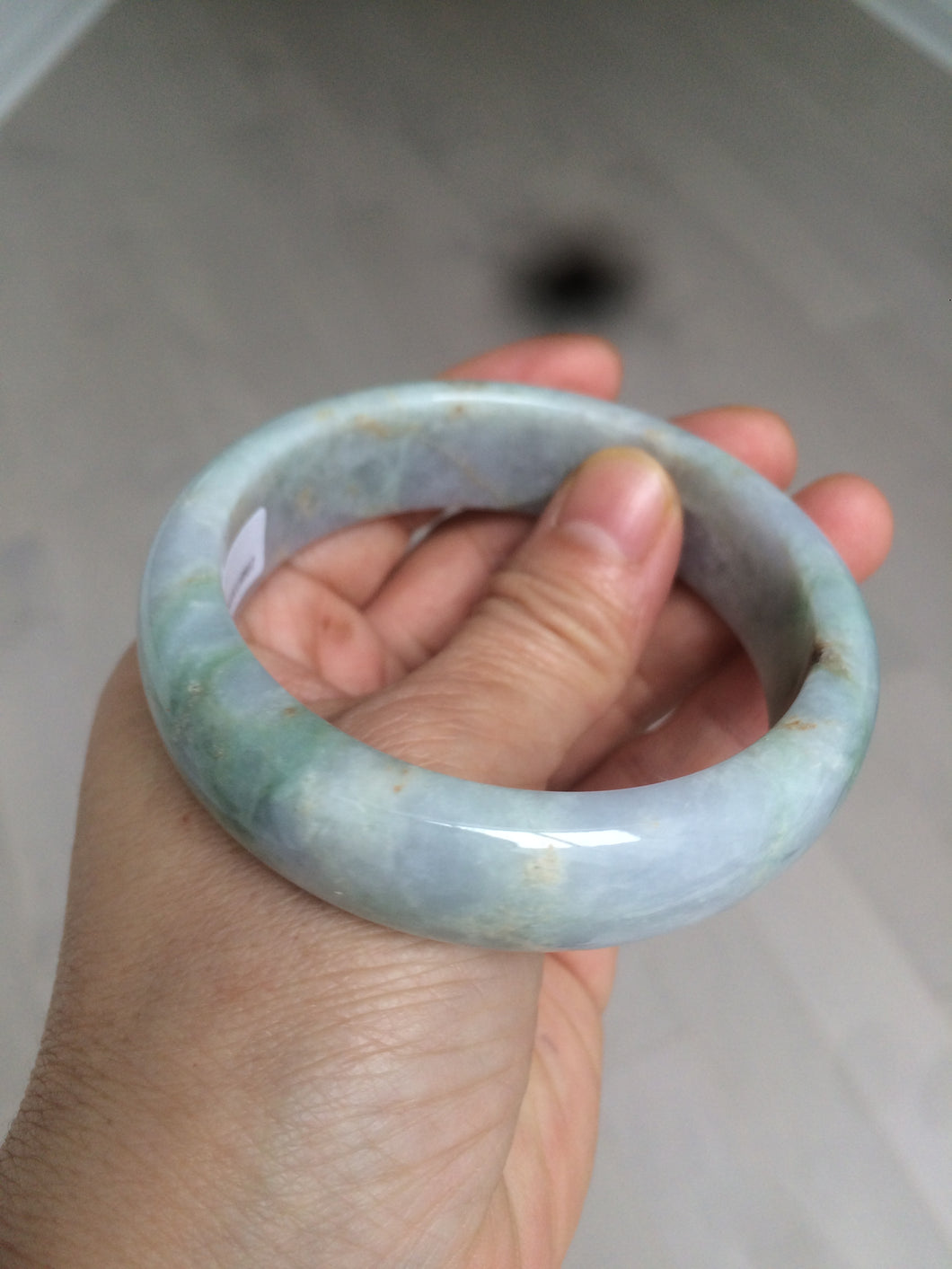 57.6mm certified type A 100% Natural green yellow purple jadeite jade bangle K94-9897
