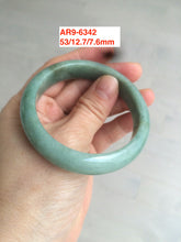 Load image into Gallery viewer, 53-55mm certifaied Type A 100% Natural sunny green/white/black Jadeite Jade bangle (with defects) Group AD48
