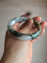 Load image into Gallery viewer, 55mm certified  100% natural dark green/white foggy mountains jadeite jade bangle AD96-0655
