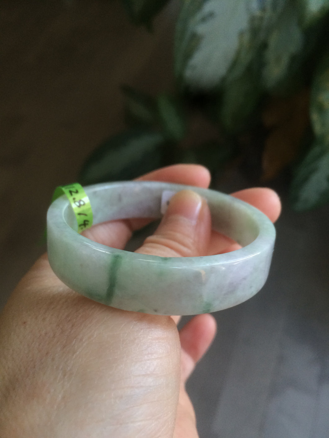 52mm Certified type A 100% Natural sunny green/purple Jadeite Jade bangle  X79-7275