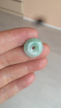Load and play video in Gallery viewer, Type A 100% Natural sunny green Jadeite Jade Safety Guardian Button donut Pendant AF15
