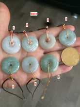 Load image into Gallery viewer, 22-24mm Type A 100% Natural green/white Jadeite Jade Safety Guardian Button donut Pendant group AE25
