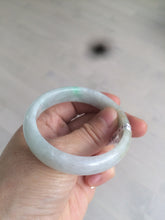 Load image into Gallery viewer, 50.5mm Certified Type A 100% Natural sunny green/white Oval Jadeite Jade bangle F115-0086
