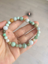 Load image into Gallery viewer, 100% natural green/white type A jadeite jade bead bracelet AQ48
