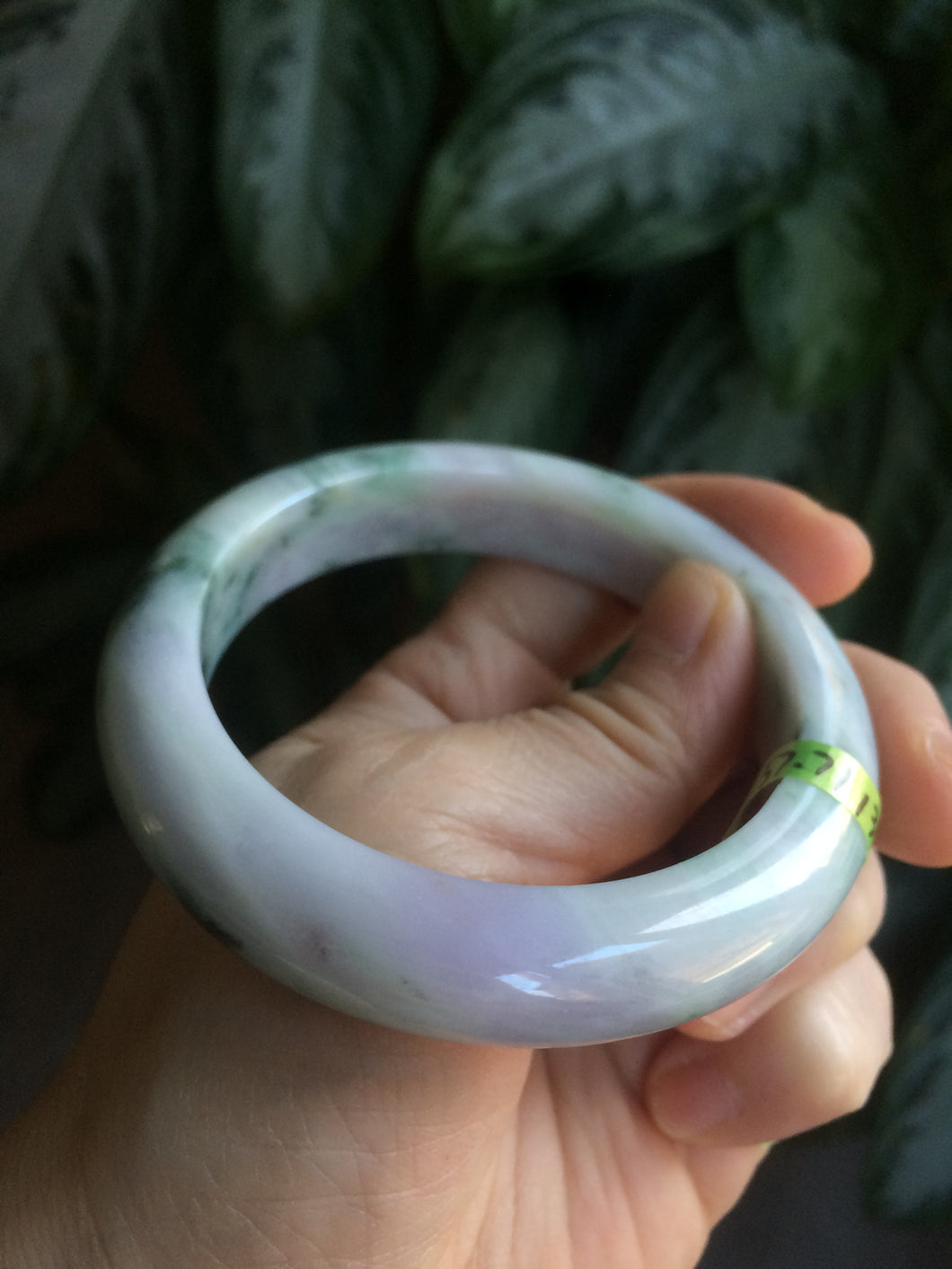 57.7mm certified type A 100% Natural green/white/purple Jadeite Jade bangle AC44-6203