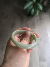 Load image into Gallery viewer, 49.5mm Type A 100% Natural icy light green oval Jadeite Jade bangle L109
