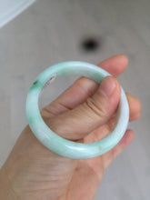 Load image into Gallery viewer, 50.5mm Certified Type A 100% Natural sunny green/white Oval Jadeite Jade bangle AD55
