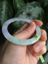 Load image into Gallery viewer, 52.7mm Certified Type A 100% Natural sunny green/purple/white thin Jadeite Jade bangle AE23-1454
