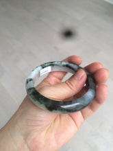 Load image into Gallery viewer, 57.8mm certified  100% natural dark green/white foggy mountains jadeite jade bangle AD94-0654
