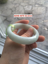 Load image into Gallery viewer, 53-55mm certifaied Type A 100% Natural sunny green/white/black Jadeite Jade bangle (with defects) Group AD48
