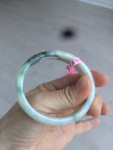 Load image into Gallery viewer, 52mm type A 100% Natural sunny green/white/light purple oval jadeite jade bangle B6
