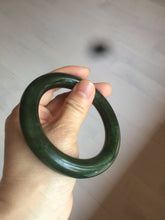 Load image into Gallery viewer, 57.5mm certified 100% Natural dark green/black chubby round cut Hetian nephrite Jade bangle HT39-0122
