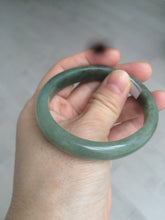 Load image into Gallery viewer, 52.5mm Certified Type A 100% Natural oily dark green/gary oval Jadeite Jade oval bangle etsyAT10-1498
