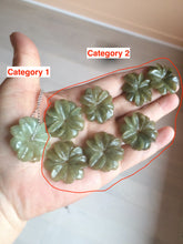 Load image into Gallery viewer, 25-26mm Type A 100Natural 3D dark  green/brown/black jadeite Jade flower Pendant necklace AQ54 (add-on item)
