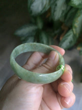 Load image into Gallery viewer, 52.5mm certified Type A 100% Natural green/brown thin Jadeite Jade bangle Q64-3805
