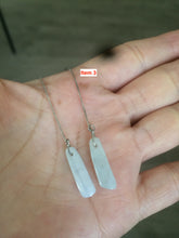 Load image into Gallery viewer, 100% Natural type A icy green/white jadeite Jade stars/water drop/wolf&#39;s fang dangling earring Q84 (add on item, Not sale individually.)
