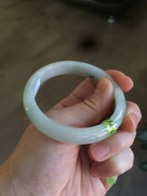 Load image into Gallery viewer, 53.4mm Certified type A 100% Natural watery green white Jadeite Jade bangle U64-4123
