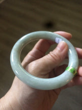 Load image into Gallery viewer, 58.8mm certified 100% natural type A light green/white/gray Chubby round cut jadeite jade bangle Q25-3074
