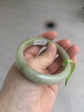 Load image into Gallery viewer, 55.4mm Certified type A 100% Natural green/yellow oval shape jadeite jade bangle AJ38-7408
