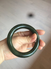 Load image into Gallery viewer, 57.5mm certified 100% Natural dark green/black chubby round cut Hetian nephrite Jade bangle HT39-0122
