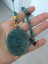 Load image into Gallery viewer, 46.2mm 100% natural Guatemala blue/green/gray doubleHappiness with flying auspicious snow(双喜临门+瑞雪丰年) jadeite jade pendant Q80
