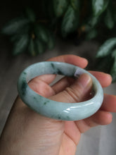 Load image into Gallery viewer, 52mm 100% natural certified  green green/white oval jadeite jade bangle AB32-5304
