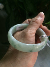 Load image into Gallery viewer, 52mm certified type A100% Natural green white oval Jadeite Jade bangle H148-1034
